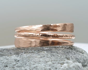 Hammered Copper Wrap Ring: Adjustable Raw Copper Jewelry