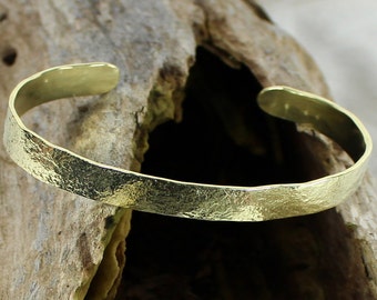 Brazalete fino, latón martillado, 1/4" de pulgada, sin plomo ni níquel, latón texturizado, brazalete de latón, brazalete fino de latón, brazalete dorado, brazalete dorado