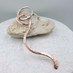 Pure Copper Key Ring/Bag Charm, Hand Forged Solid Copper Key chain, Hammered Keychain Charm