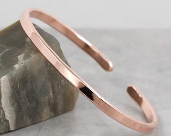 Copper Cuff Bracelet, Smooth Hammered Solid Copper Bangle, Lead and Nickel Free, Hand Forged Copper Cuff, Copper Bracelet