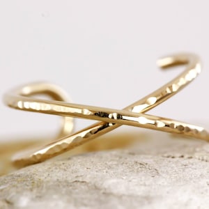 Cross ear cuff, hammered, Textured, 14k Rose or Yellow Gold Filled, Solid Sterling Silver, Fake ear cuff, fake piercing,Pink gold,X Earrings