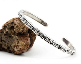 Bracelet de manchette en argent sterling, argent massif martelé, texturé, bracelet de manchette pour homme, bracelet en argent, bracelet de manchette oxydé, rustique