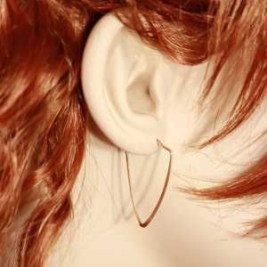 Triangle Hoop Earrings, Gold Hoop Earrings, Silver Hoops, Hammered hoop earrings, 14k Yellow or Rose Gold Filled, Argentium, Sterling Silver image 4