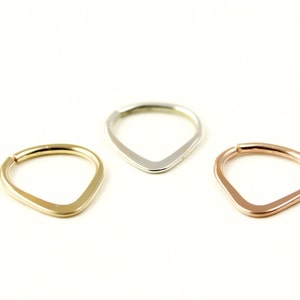 Septum ring, Triangle Septum, Smooth Hammered,Triangle Nose Ring,Silver,Rose or Yellow Gold Filled,Tribal septum ring,Septum jewelry,Chevron