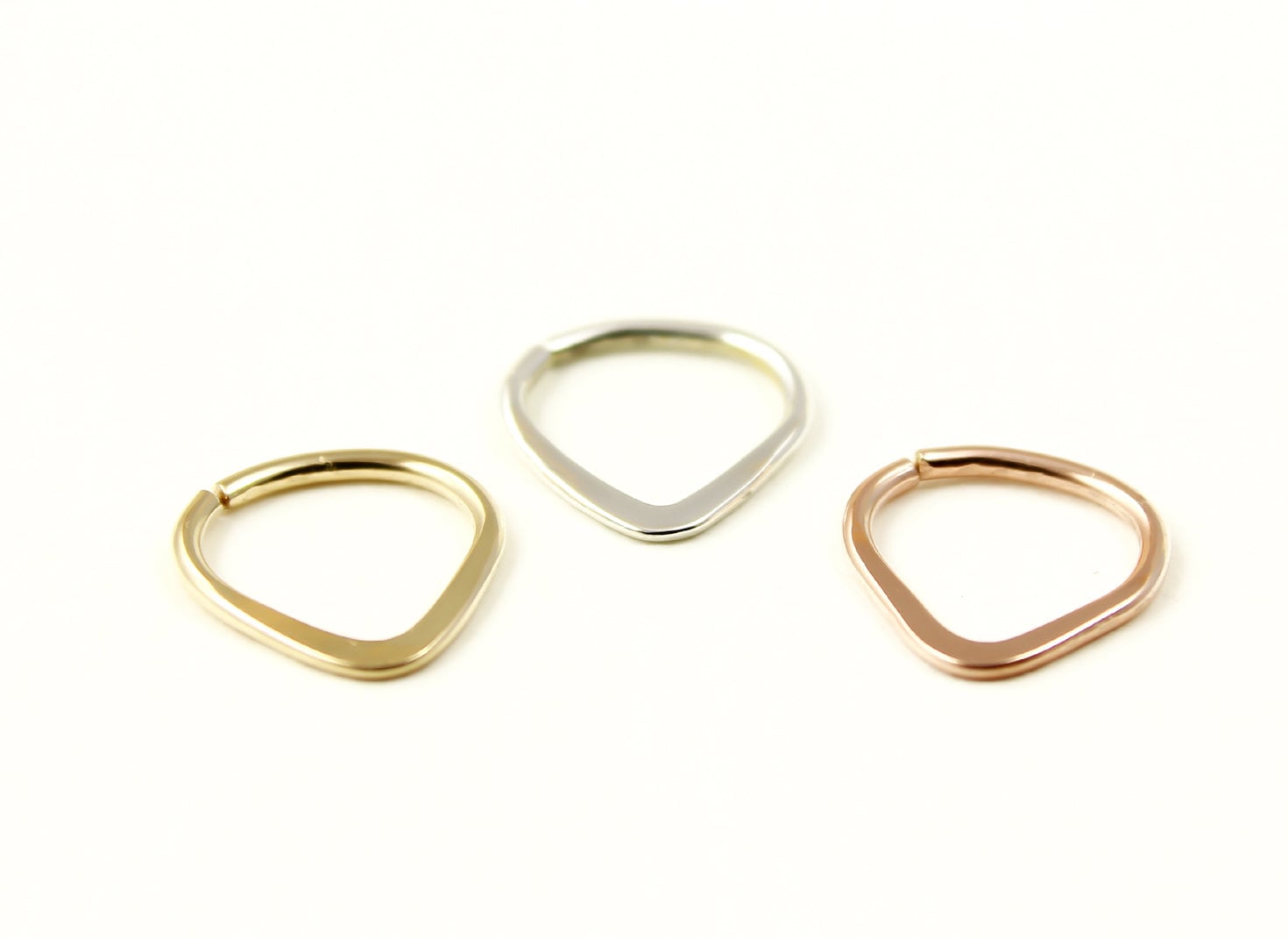 Septum ring, Triangle Septum, Smooth Hammered,Triangle Nose Ring,Silver,Rose or Yellow Gold Filled,Tribal septum ring,Septum jewelry,Chevron