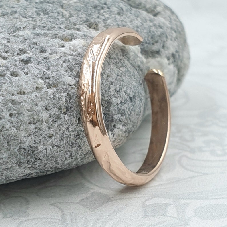 Rustic Gold or Silver Toe Ring, 14K Yellow or Rose Gold Filled, Solid 925 Sterling Silver, Hammered, Adjustable Toe Ring, Gold Toe Ring image 3