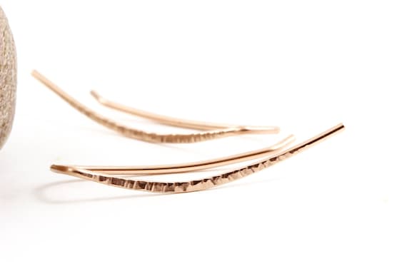 Ear Climber, Ear Cuff, Ear Crawler, Hammered, Sterling Silver, 14k Rose Gold filled, 14k Yellow Gold, Textured, Various sizes, Gold Pins