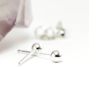 Solid 925 Sterling Silver Ball Studs Pair, Nickel Free,Tiny Silver Stud Earrings, Silver Ball Stud Earrings, 2mm, 3mm or 4mm Ball Studs