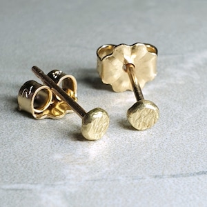 14k Solid Gold Ball Studs Pair, Rose or Yellow Gold 2mm 3mm 4mm Disc Stud Earrings, Circle Studs,Solid Gold Stud Earrings,Gold Pebble Studs