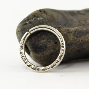 Septum ring, Sterling Silver, 14, 16, 18, 19, 20 gauge, Hammered, Nose Piercing, Nose ring, Cartilage, Oxidised or plain, septum jewelry
