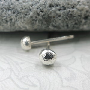 Hammered Fine Silver Pebble Studs, Fine Silver Ball Stud Earrings, Textured Silver, Solid 999 Fine Silver, Silver Dome Studs, Ball Studs