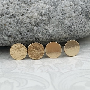 Circle Earrings Pair, Hammered Circle Stud Earrings, Solid 925 Sterling Silver or 14k Yellow Gold Filled, Pebble Stud Earrings, Small Studs