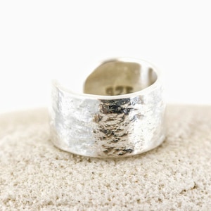 Ear Cuff, Sterling Silver, Textured Silver, Hand forged metal jewelry, Silver Ear Cuff, Sterling Silver, wide ear cuff