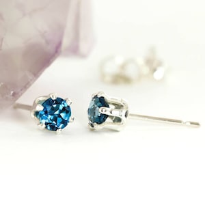 3mm Tiny Stud Earrings,Various Natural Gem Stones,Sterling Silver,Ruby,Tanzanite,Opal,London Blue Topaz,Peridot,Sapphire,Garnet,Aquamarine