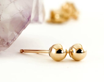 Par de aretes de bola rellenos de oro de 14 k, aretes de bola de 2 mm, 3 mm y 4 mm, aretes pequeños de oro, aretes de bola, aretes de esfera de oro