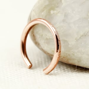 Ear Cuff, Rose Gold Ear Cuff, Sterling Silver, Hammered, Ear cuff no piercing, Rose Gold Filled or Solid Copper, Conch earring, Pink Gold