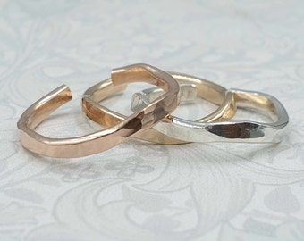 Toe Ring, Gold or Silver Toe Ring, 14K Yellow or Rose Gold Filled, Solid 925 Sterling Silver, Hammered Toe Ring, Wave Toe Ring, Pinkie Ring