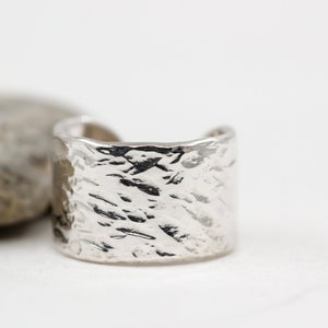 Ear Cuff, Polished or Oxidised, Solid 925 Sterling Silver,Rustic Ear Cuff, Textured ,Hand forged metal jewelry,Silver Ear Cuff,Wide ear cuff