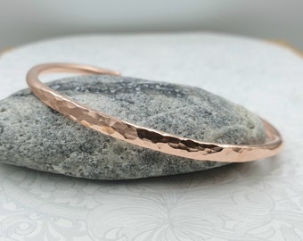 Hand Forged Copper Cuff Bracelet: Hammered Textured Copper Bangle