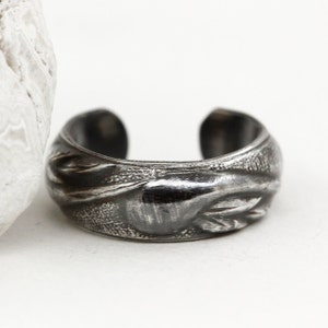 Chunky Ear Cuff, Leaf Ear Cuff, Solid 925 Sterling Silver Ear cuff, Oxidised or Polished, Textured Silver, Wide Ear Cuff, Botanical Ear Cuff