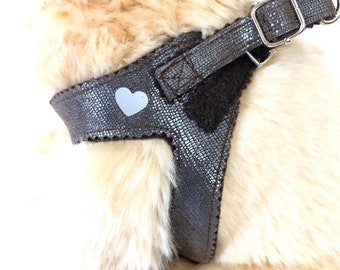 Handmade Leather Step-In Dog Harness: Adjustable Training Vest