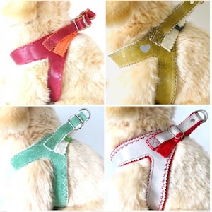 Soft Leather Dog Harness Summer, Designer Puppy Harness Handmade Adjustable Custom Pet Gifts Step in Harness for Small Dog Walking Accessory