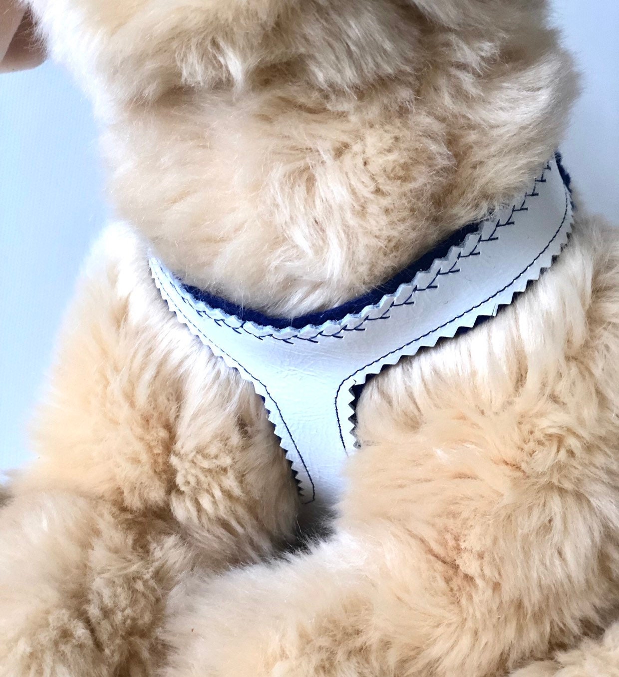 White Leather Dog Harness Small Dog Harness Adjustable Etsy