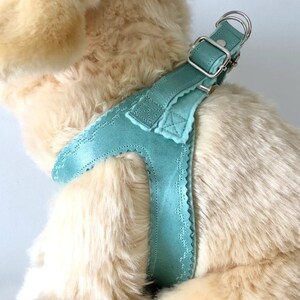 Soft Dog Harness Lavender Leather Harness Embroidered Turquoise Dog Harness Soft Step In Harness Dog Gifts Adjustable Harness for Dogs Small