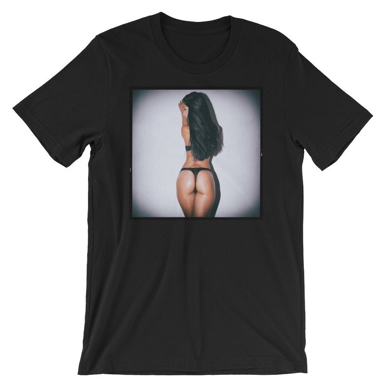 Hot Girl on T-shirt for Men and Women- 'Sexy Brunette Pinup Girl Model with Nice Butt -Ass- Booty Graphic T-Shirt by NSP Erotic Art 