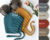 Pixie Hat, 12months - 24m, ALPACA bonnet, Toddler hat, Handmade, pom-pom hat, Boy hat, Girl hat, Soft Knit Baby Hat, Pixie Hat, toddler hat