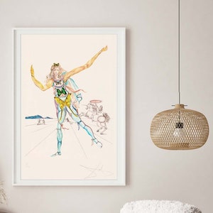 SALVADOR DALÍ &#39;Danseur&#39; - Original Lithograph-  Signed Print (COA) &#39;Surrealist Art&#39;   Wall Decor  Art Prints Room Decor Gift