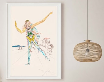 SALVADOR DALÍ 'Danseur' - Lithographie originale - Impression signée (COA) 'Art surréaliste' Wall Decor Art Prints Room Decor Gift