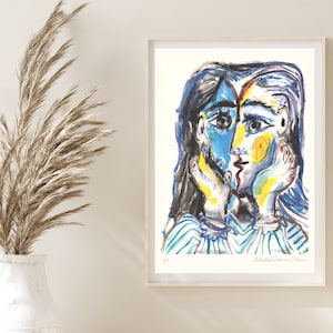 PABLO PICASSO &#39;Visage&#39; -Abstract wall art  - Wall Art Original Lithograph - Signed Print (COA) Wall Decor Art Prints Room Decor Gift