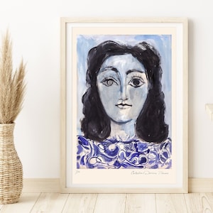 PABLO PICASSO 'Jacqueline' Minimalist original art Wall Art Original Lithograph Signed Print COA Wall Decor Art Prints Room Decor Gift image 1