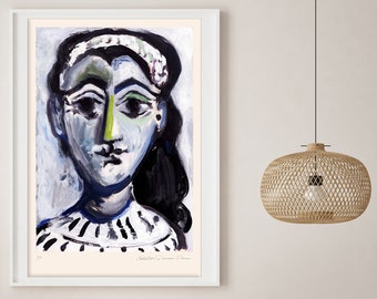 PABLO PICASSO 'Jacqueline' - Minimalistische originale Kunst - Original Lithographie - Signierter Druck (COA) Wand Dekor Kunstdrucke Raum Dekor Geschenk