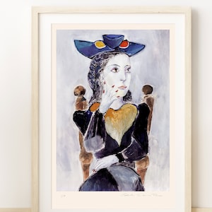 PABLO PICASSO - &#39;Dora Maar&#39; - Minimalist original art  - Wall Decor Original Lithograph - Signed Print (COA) Art Prints Room Decor Gift