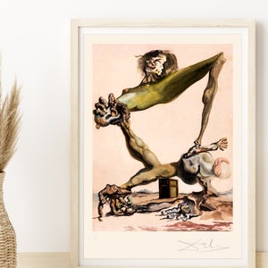 SALVADOR DALÍ &#39;Premonition of Civil War&#39; - Original Lithograph-  Signed Print (COA) &#39;Surrealist Art&#39;   Wall Decor  Art Prints Room Decor