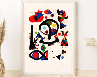 JOAN MIRÓ Signed  &#39;Abstract Figures&#39; - Original Lithograph-  Signed Print (COA) Abstract Modern Art   Wall Decor  Art Prints Room Decor Gift