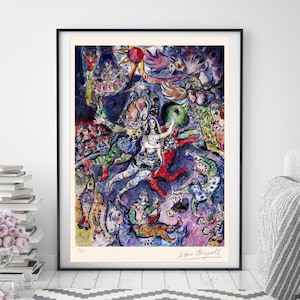 MARC CHAGALL &#39;Scène de Cirque&#39; - Original Lithograph-  Signed Print (COA) &#39;Circus Scene&#39; Vintage - Acrobat   Wall Decor  Art Prints Gift