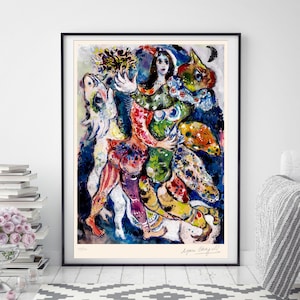 MARC CHAGALL &#39;Scène de Cirque&#39; - Original Lithograph- Vintage Signed Print (COA) &#39;Circus Scene&#39; Vintage - Acrobat   Wall Decor  Gift