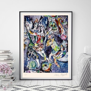 MARC CHAGALL &#39;The Circus&#39; - Original Lithograph-  Signed Print (COA) &#39;Le Cirque&#39; Vintage - Acrobat   Wall Decor  Art Prints Room Decor Gift