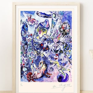 MARC CHAGALL &#39;The Circus&#39; - Original Lithograph-  Signed Print (COA) &#39;Le Cirque&#39; Vintage - Acrobat   Wall Decor  Art Prints Room Decor Gift