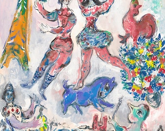 MARC CHAGALL 'Los amantes de París' - Litografía original - Impresión firmada (COA) 'Les Amoureux' Vintage - Ballet Decoración de pared Impresiones artísticas San Valentín