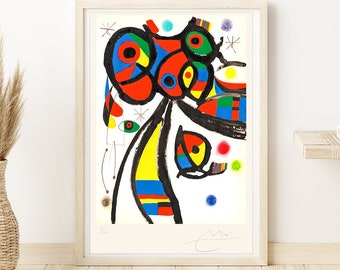 JOAN MIRÓ Signed  'Abstract Figures' - Original Lithograph- Vintage Print (COA) Abstract Modern Art   Wall Decor  Art Prints Room Decor Gift