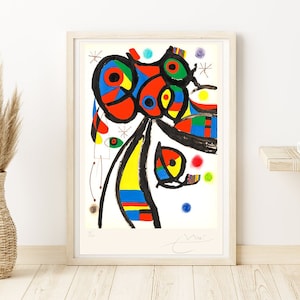 JOAN MIRÓ Signed  'Abstract Figures' - Original Lithograph- Vintage Print (COA) Abstract Modern Art   Wall Decor  Art Prints Room Decor Gift