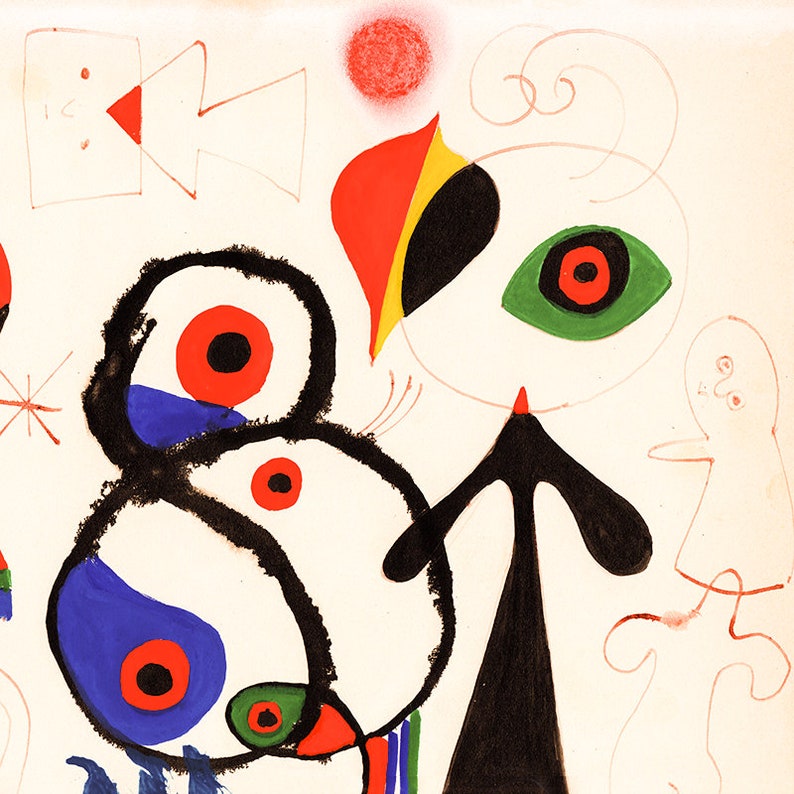 JOAN MIRÓ Signed 'Abstract Figures' Original Lithograph Vintage Print COA Abstract Modern Art Wall Decor Art Prints Room Decor Gift image 4