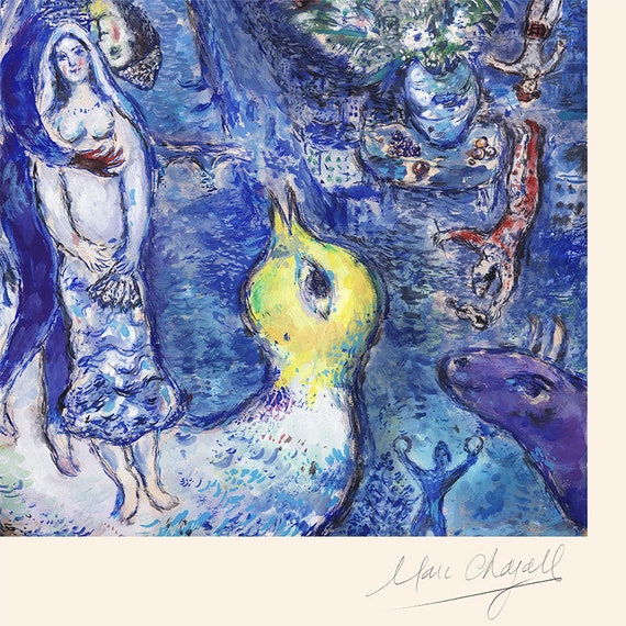 MARC CHAGALL 'lovers With a Bouquet' - Original Lithograph- Signed