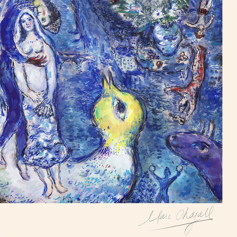 マルク・シャガール「花束を持った恋人たち」 - オリジナルリトグラフ