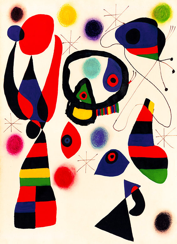 Miro 抽象画 サイン入り ジョアン・ミロ直筆サイン入り「抽象的人物像」 - オリジナル