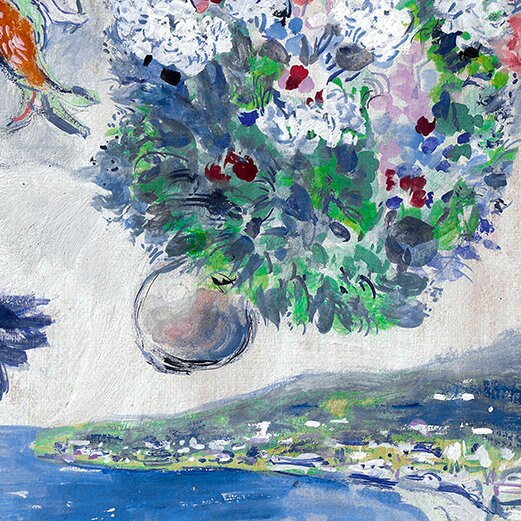 MARC CHAGALL 'nice Sky Lovers' - Original Lithograph- Vintage